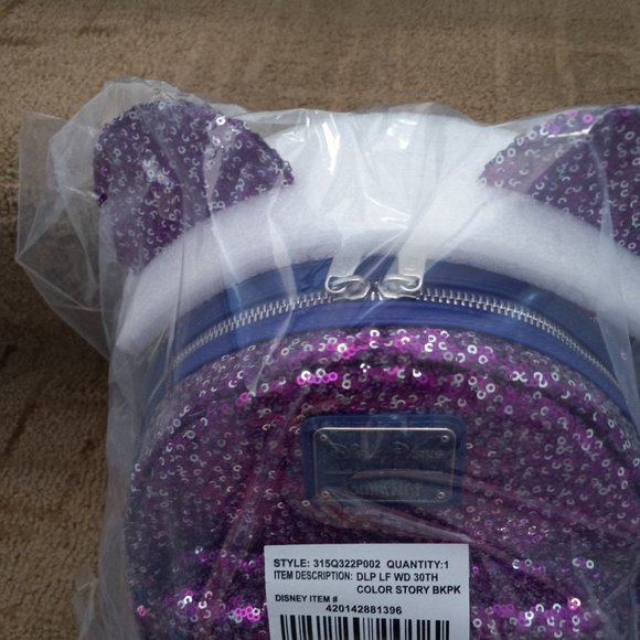 Loungefly Disney Paris 30th Sequin backpack and ears main image 4